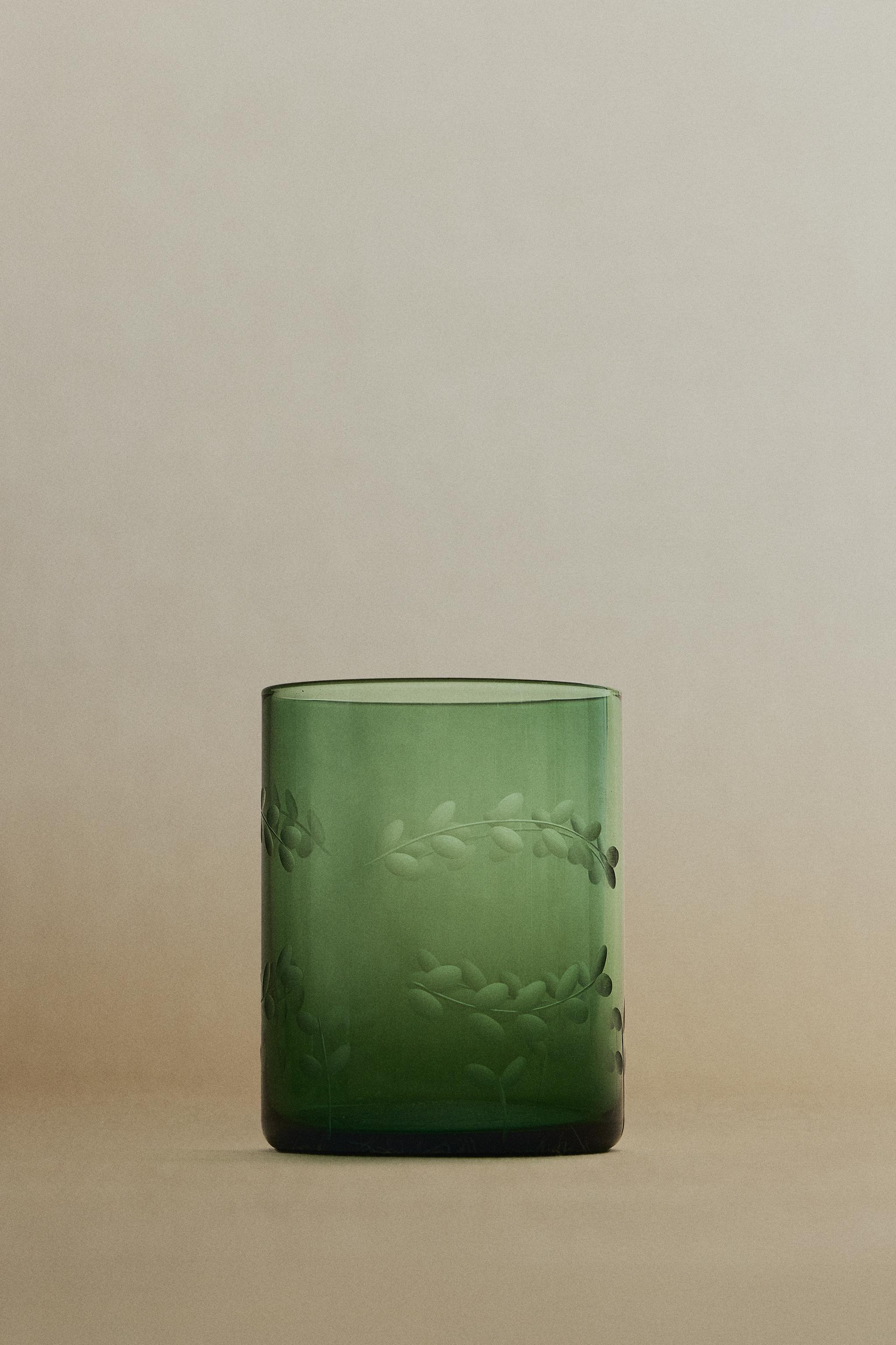 CHRISTMAS GLASS LEAF TUMBLER